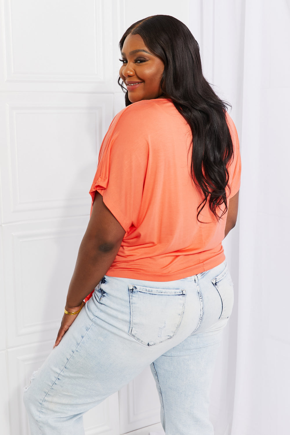 White Birch Full Size Just Peachy Tied Top