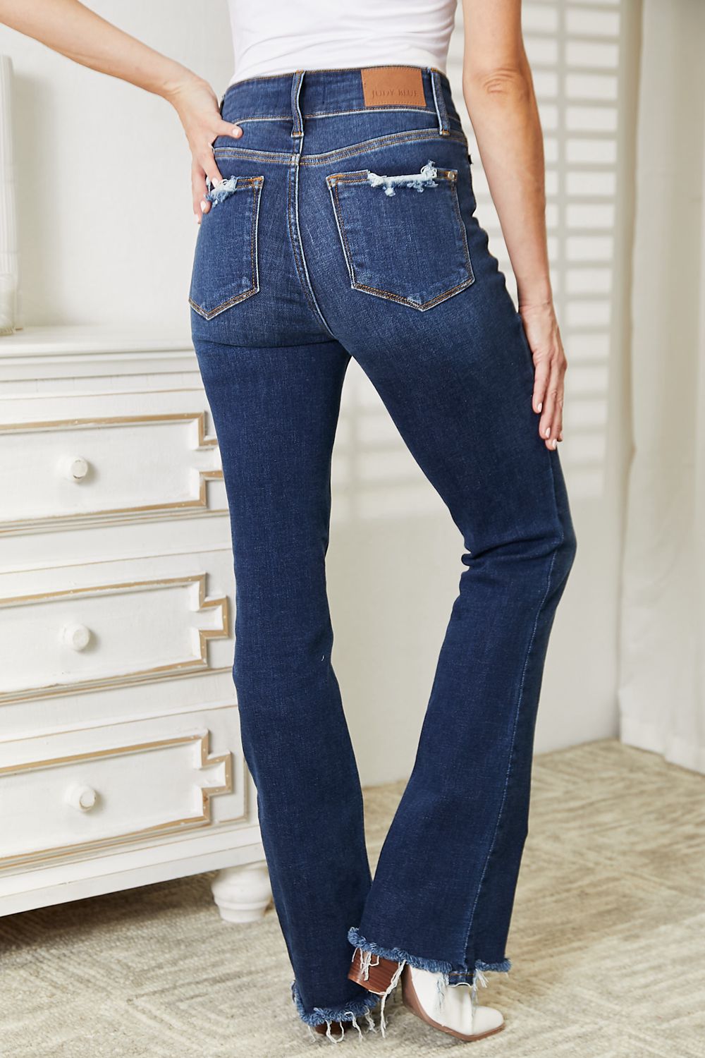 Judy Blue Full Size High Waist Vintage Frayed Hem Bootcut Jeans