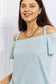Culture Code On The Move Full Size Off The Shoulder Flare Sleeve Top in Ice Blue