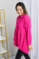Zenana Bright and Airy Raw Edge Peplum Shirt with Pockets in Hot Pink