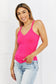 Zenana Full Size V-Neck Ribbed Cami in Hot Pink