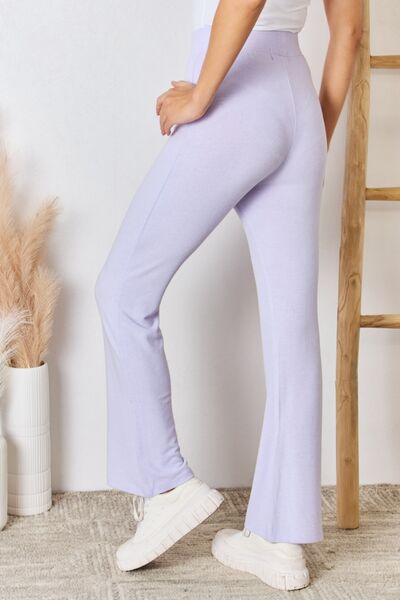 RISEN Full Size High Waist Ultra Soft Knit Flare Pants