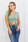 Capella Back To Simple Full Size Ribbed Front Scrunched Top in Green