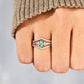 Artificial Turquoise V Shape Inlaid Zircon Ring