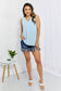 Blumin Apparel Chance of Sun Full Size Ribbed V-Neck Tank in Blue