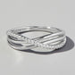 Crisscross Inlaid Zircon 925 Sterling Silver Ring