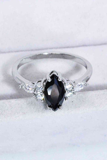 925 Sterling Silver Black Agate Ring
